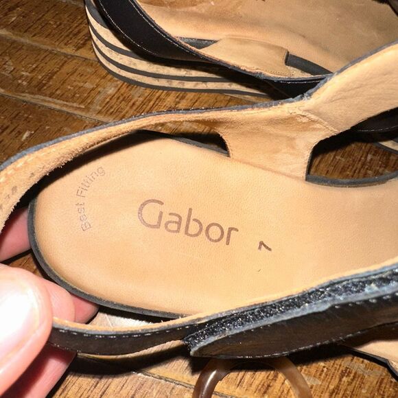 Gabor Hovercraft strappy black  lagenlook size 7 wedge sandals - Picture 3 of 5